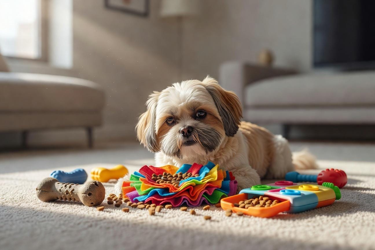 Bezpieczne urządzenie mieszkania dla psa rasy shih tzu