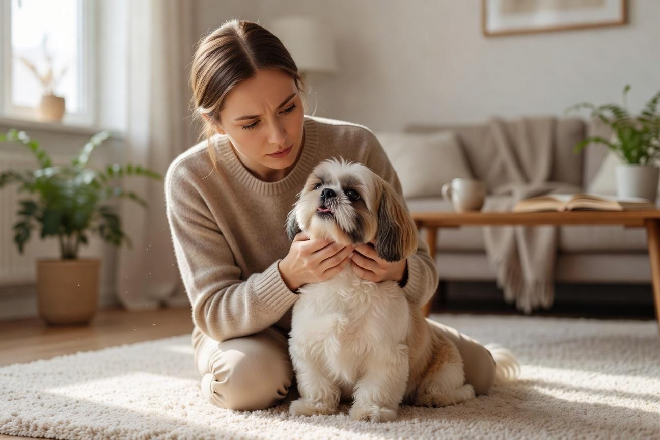 Dlaczego shih tzu ociera pyszczek o dywan i kiedy reagować