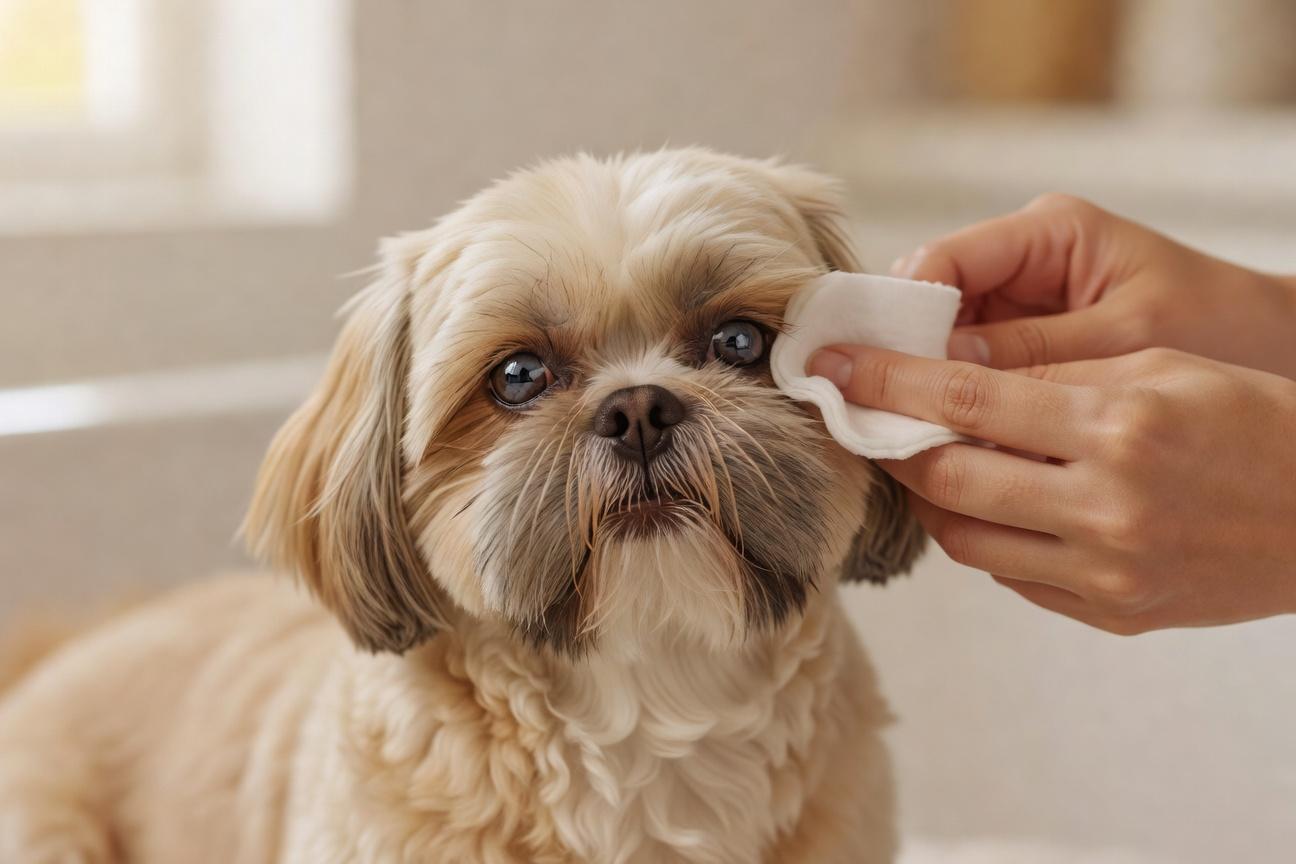 Pielęgnacja okolic oczu i usuwanie zacieków u Shih Tzu