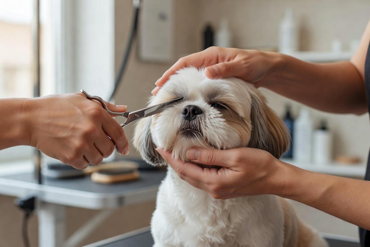 Pielęgnacja okolic oczu i usuwanie zacieków u Shih Tzu