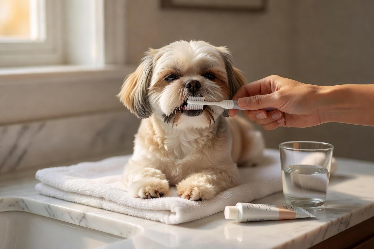 Szczotkowanie zębów u shih tzu i higiena jamy ustnej